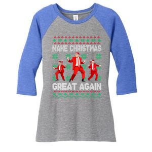 Make Christmas Great Again Santa Trump Dance Xmas Pajamas Gift Women's Tri-Blend 3/4-Sleeve Raglan Shirt