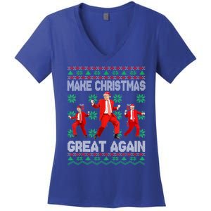 Make Christmas Great Again Santa Trump Dance Xmas Pajamas Gift Women's V-Neck T-Shirt