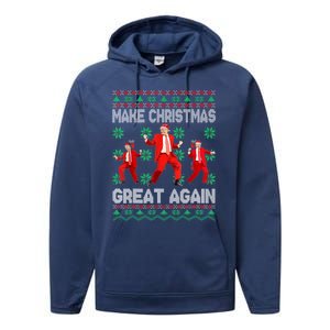 Make Christmas Great Again Santa Trump Dance Xmas Pajamas Gift Performance Fleece Hoodie