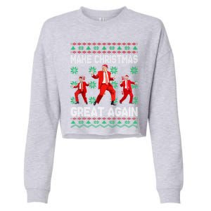 Make Christmas Great Again Santa Trump Dance Xmas Pajamas Gift Cropped Pullover Crew