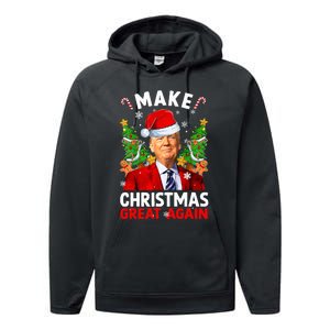 Make Christmas Great Again Funny Donald Trump Santa Xmas Performance Fleece Hoodie