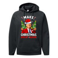 Make Christmas Great Again Funny Donald Trump Santa Xmas Performance Fleece Hoodie