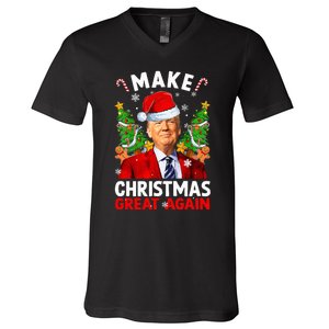 Make Christmas Great Again Funny Donald Trump Santa Xmas V-Neck T-Shirt