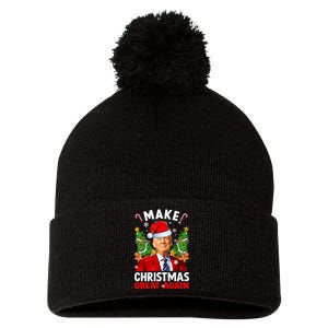 Make Christmas Great Again Funny Donald Trump Santa Xmas Pom Pom 12in Knit Beanie