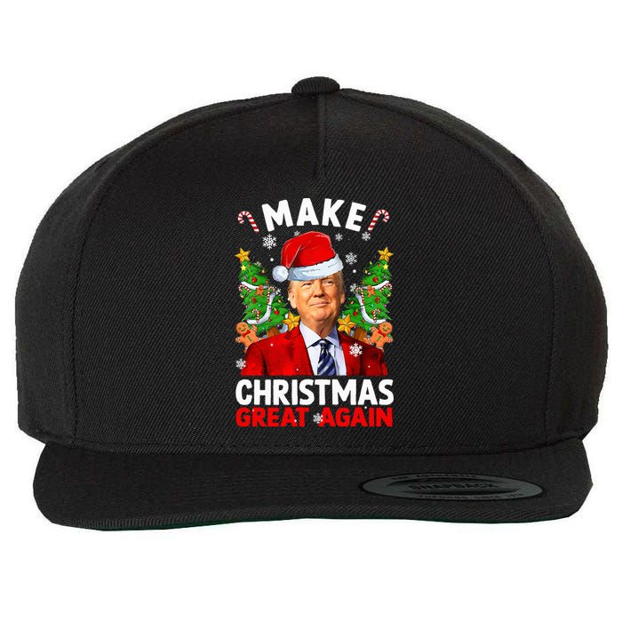 Make Christmas Great Again Funny Donald Trump Santa Xmas Wool Snapback Cap