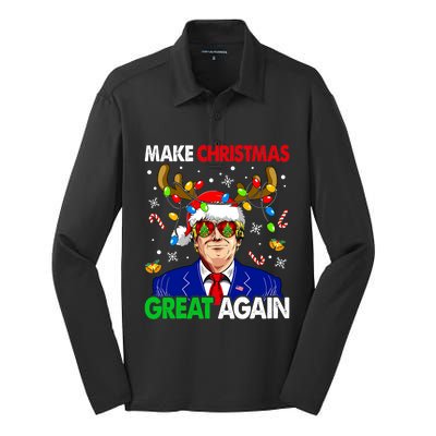 Make Christmas Great Again Trump 2024 Xmas Silk Touch Performance Long Sleeve Polo