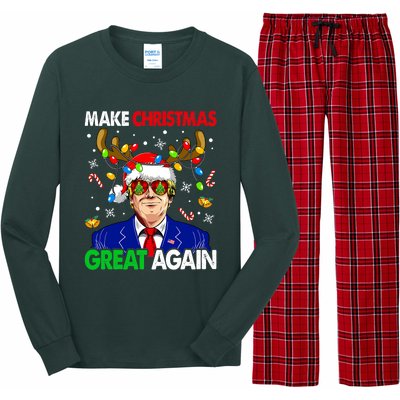 Make Christmas Great Again Trump 2024 Xmas Long Sleeve Pajama Set