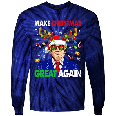 Make Christmas Great Again Trump 2024 Xmas Tie-Dye Long Sleeve Shirt