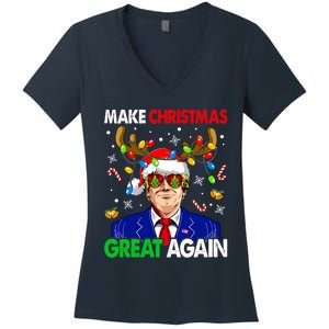 Make Christmas Great Again Trump 2024 Xmas Women's V-Neck T-Shirt