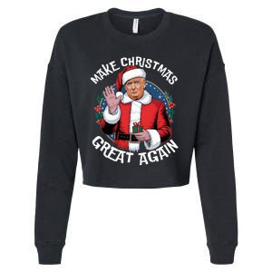 Make Christmas Great Again Funny Santa Trump 2024 Election Cropped Pullover Crew