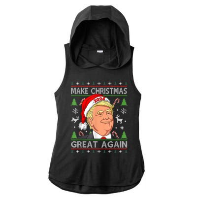 Make Christmas Great Again Funny Trump Ugly Christmas Gift Ladies PosiCharge Tri-Blend Wicking Draft Hoodie Tank