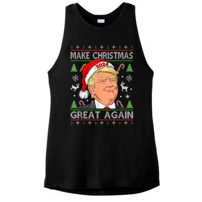 Make Christmas Great Again Funny Trump Ugly Christmas Gift Ladies PosiCharge Tri-Blend Wicking Tank