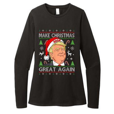 Make Christmas Great Again Funny Trump Ugly Christmas Gift Womens CVC Long Sleeve Shirt