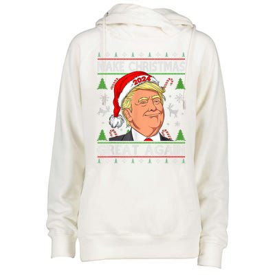 Make Christmas Great Again Funny Trump Ugly Christmas Gift Womens Funnel Neck Pullover Hood