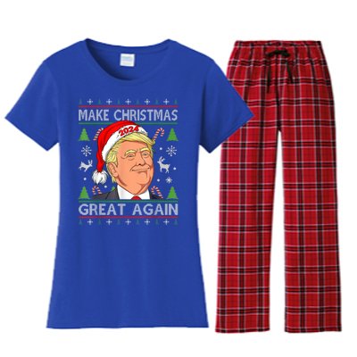 Make Christmas Great Again Funny Trump Ugly Christmas Gift Women's Flannel Pajama Set