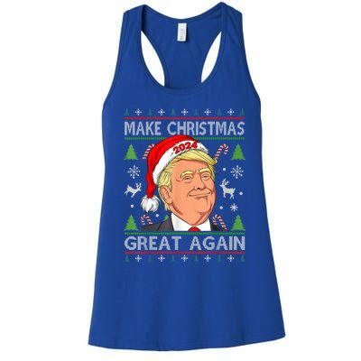 Make Christmas Great Again Funny Trump Ugly Christmas Gift Women's Racerback Tank