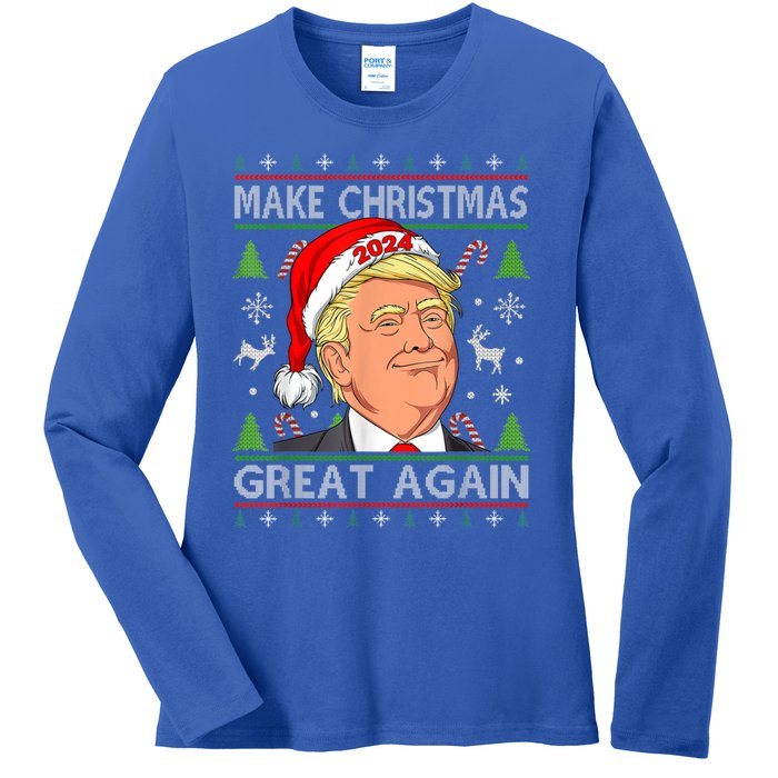 Make Christmas Great Again Funny Trump Ugly Christmas Gift Ladies Long Sleeve Shirt