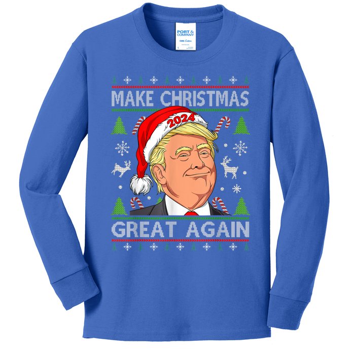 Make Christmas Great Again Funny Trump Ugly Christmas Gift Kids Long Sleeve Shirt