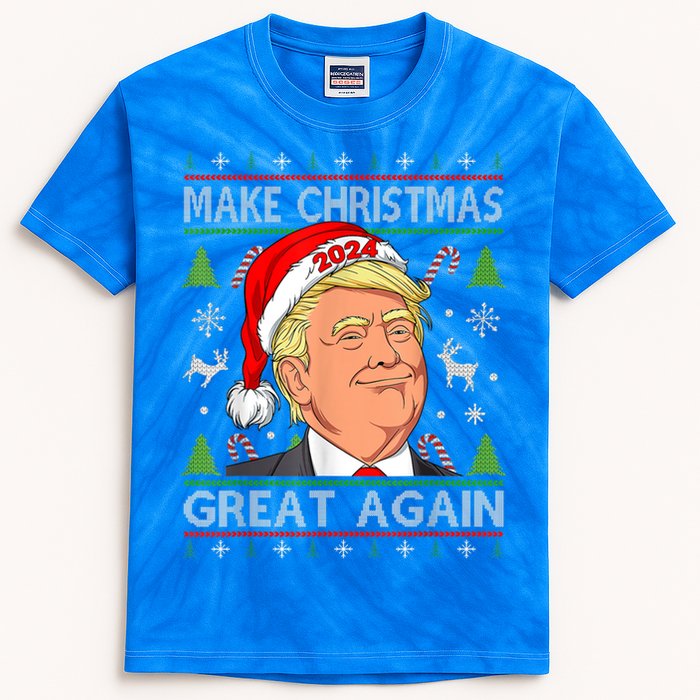 Make Christmas Great Again Funny Trump Ugly Christmas Gift Kids Tie-Dye T-Shirt