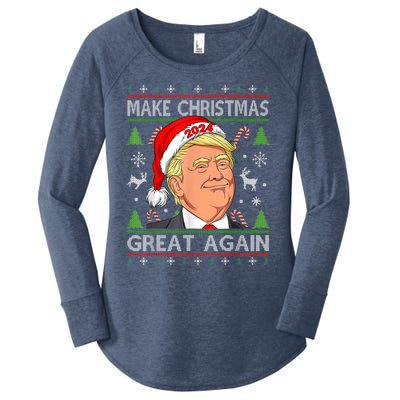 Make Christmas Great Again Funny Trump Ugly Christmas Gift Women's Perfect Tri Tunic Long Sleeve Shirt