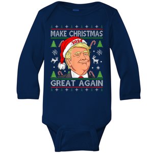 Make Christmas Great Again Funny Trump Ugly Christmas Gift Baby Long Sleeve Bodysuit