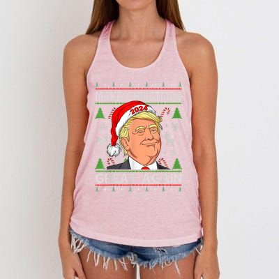 Make Christmas Great Again Funny Trump Ugly Christmas Gift Women's Knotted Racerback Tank