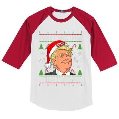 Make Christmas Great Again Funny Trump Ugly Christmas Gift Kids Colorblock Raglan Jersey