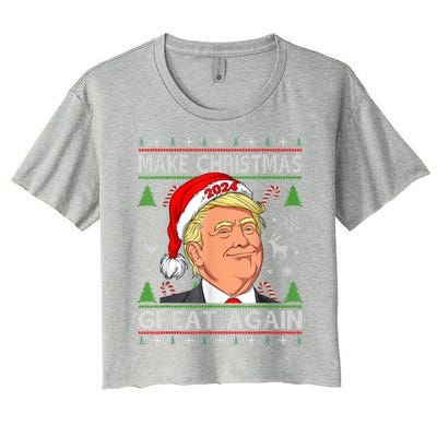 Make Christmas Great Again Funny Trump Ugly Christmas Gift Women's Crop Top Tee