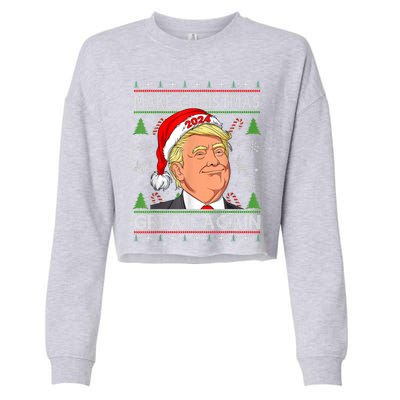 Make Christmas Great Again Funny Trump Ugly Christmas Gift Cropped Pullover Crew