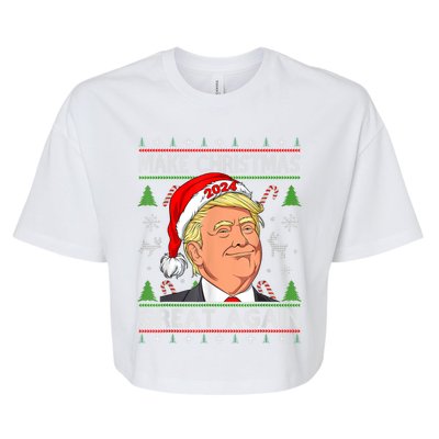 Make Christmas Great Again Funny Trump Ugly Christmas Gift Bella+Canvas Jersey Crop Tee