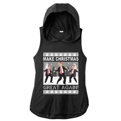 Make Christmas Great Again Trump Dancing Ladies PosiCharge Tri-Blend Wicking Draft Hoodie Tank