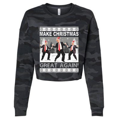 Make Christmas Great Again Trump Dancing Cropped Pullover Crew