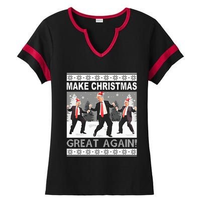 Make Christmas Great Again Trump Dancing Ladies Halftime Notch Neck Tee