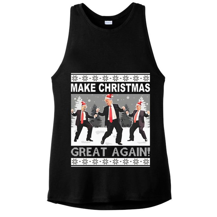 Make Christmas Great Again Trump Dancing Ladies PosiCharge Tri-Blend Wicking Tank