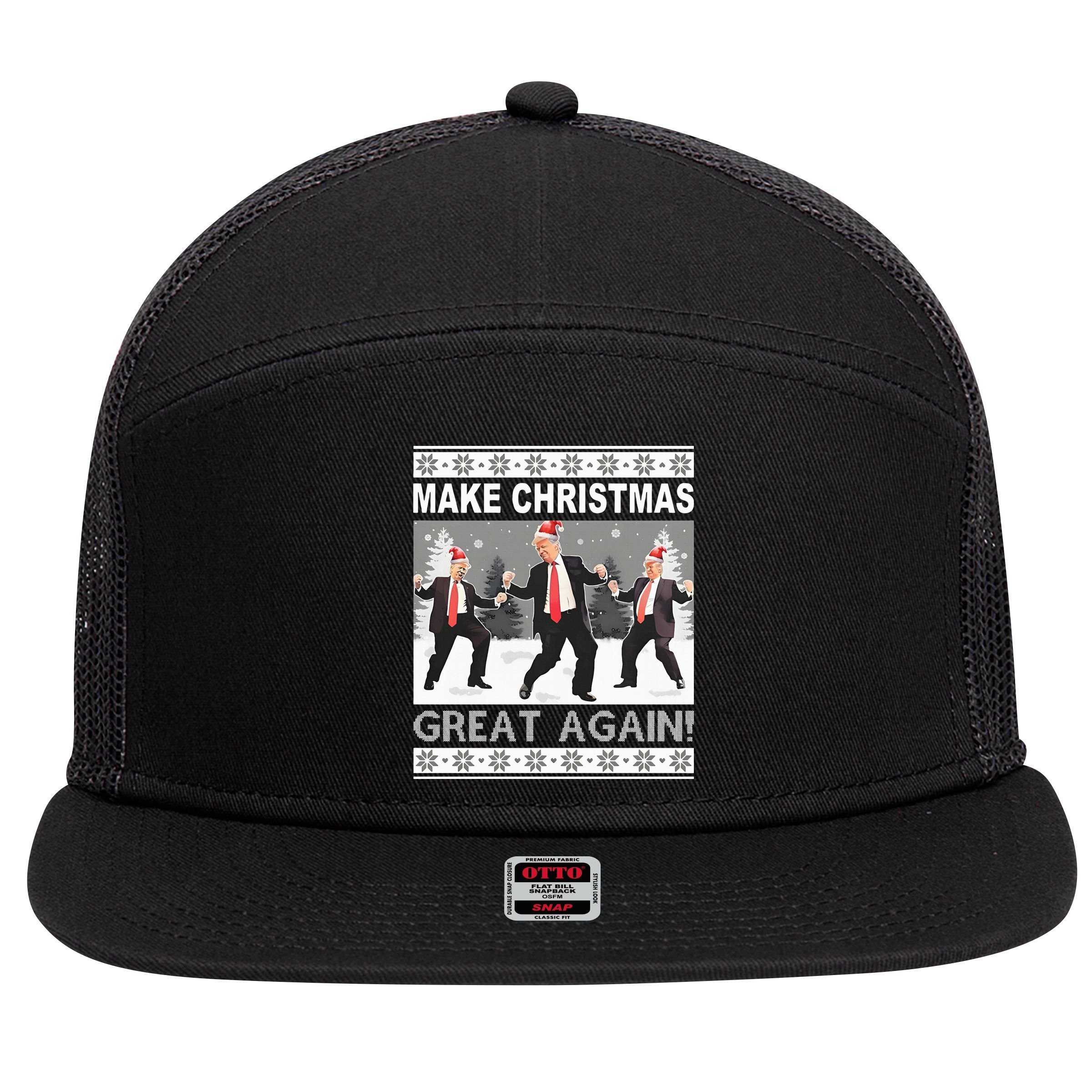 Make Christmas Great Again Trump Dancing 7 Panel Mesh Trucker Snapback Hat