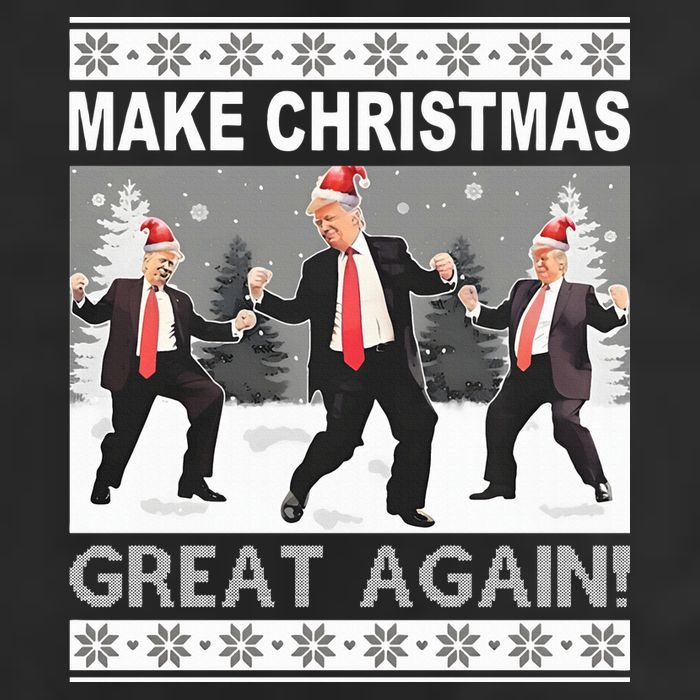 Make Christmas Great Again Trump Dancing 7 Panel Mesh Trucker Snapback Hat
