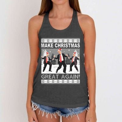 Make Christmas Great Again Trump Dancing Women's Knotted Racerback Tank