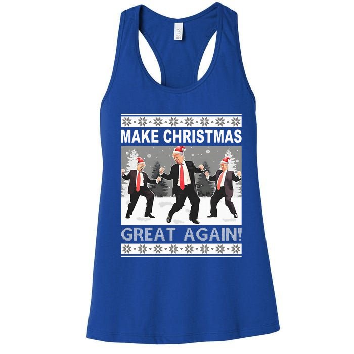 Make Christmas Great Again Trump Dancing Women's Racerback Tank