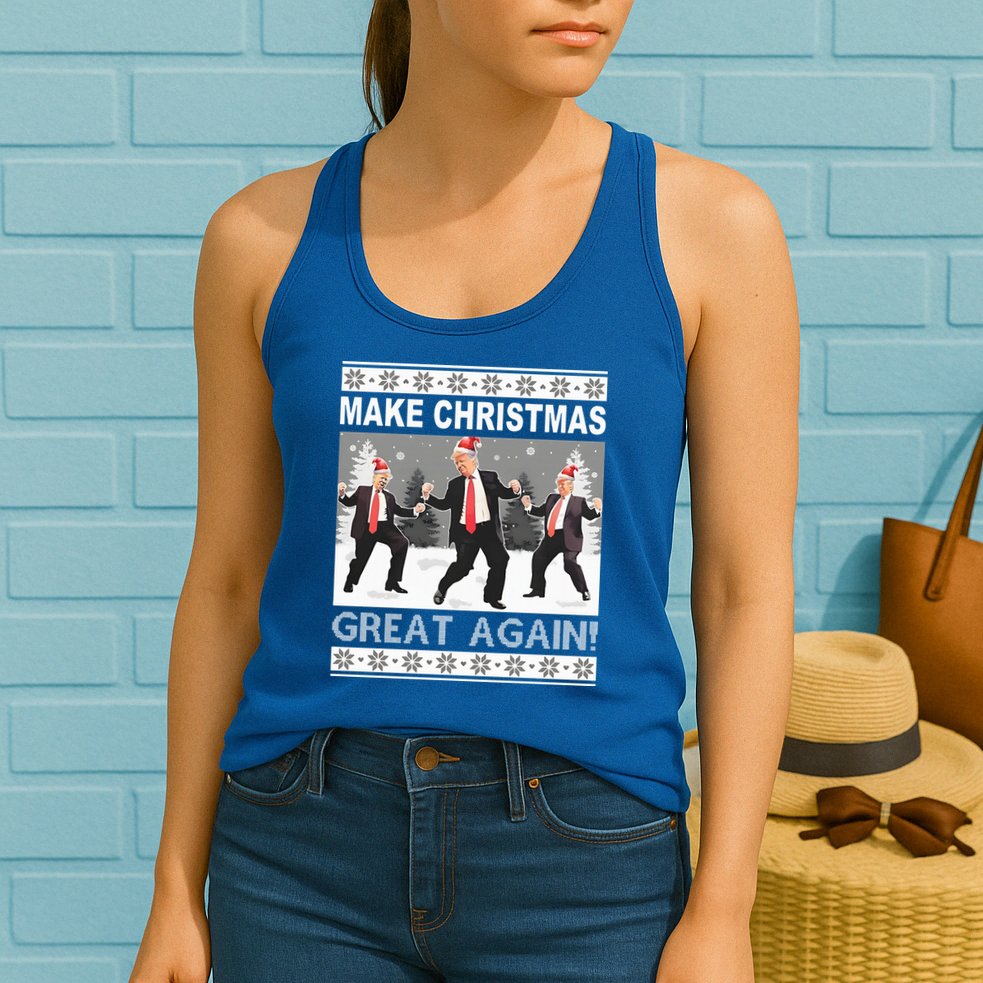 Make Christmas Great Again Trump Dancing Womens Tank Top