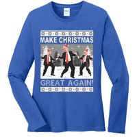 Make Christmas Great Again Trump Dancing Ladies Long Sleeve Shirt