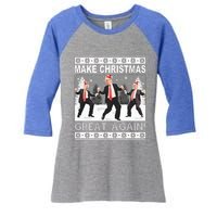 Make Christmas Great Again Trump Dancing Women's Tri-Blend 3/4-Sleeve Raglan Shirt