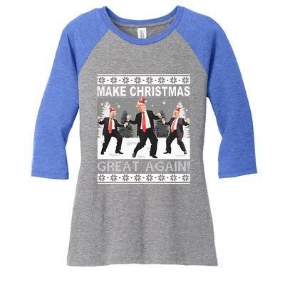 Make Christmas Great Again Trump Dancing Women's Tri-Blend 3/4-Sleeve Raglan Shirt