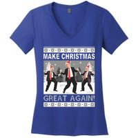 Make Christmas Great Again Trump Dancing Women's V-Neck T-Shirt