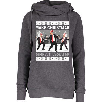 Make Christmas Great Again Trump Dancing Womens Funnel Neck Pullover Hood