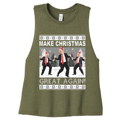 Make Christmas Great Again Trump Dancing Women's Racerback Cropped Tank