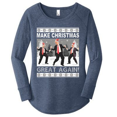 Make Christmas Great Again Trump Dancing Women's Perfect Tri Tunic Long Sleeve Shirt