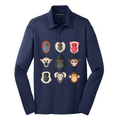 Monkey Chimpanzee Gorilla Spider Monkey Squirrel Monkey Silk Touch Performance Long Sleeve Polo