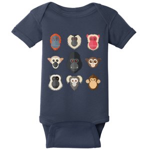 Monkey Chimpanzee Gorilla Spider Monkey Squirrel Monkey Baby Bodysuit