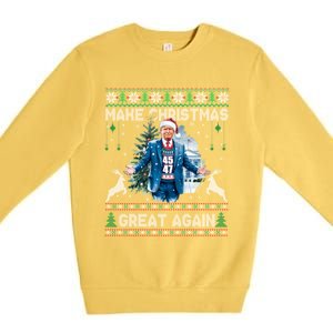 Make Christmas Great Again Ugly Funny Trump 47 Xmas Meaningful Gift Premium Crewneck Sweatshirt