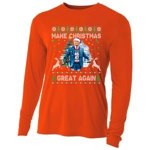 Make Christmas Great Again Ugly Funny Trump 47 Xmas Meaningful Gift Cooling Performance Long Sleeve Crew